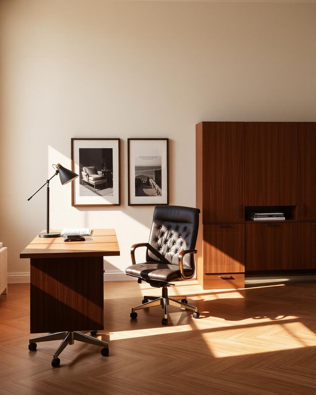 Aurea Executive Desk — Walnut veneer, leather inlay in Walnut