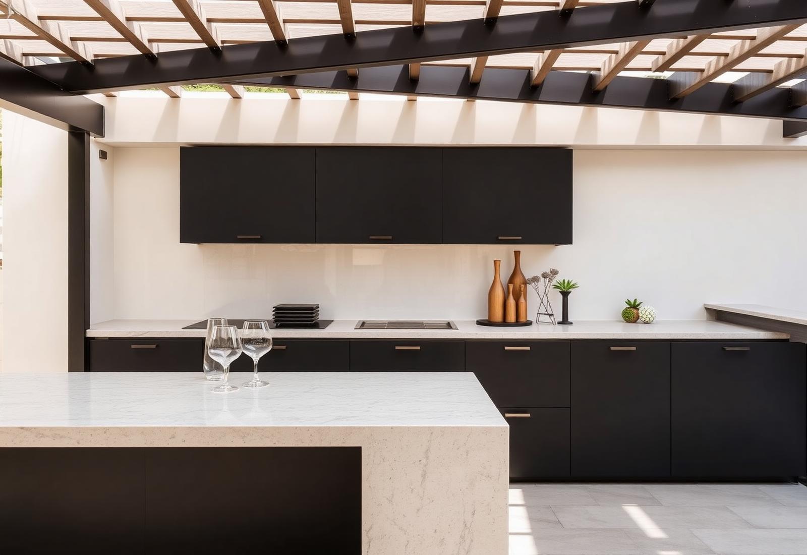 Buitenkeuken met Dekton werkblad en matzwarte kasten